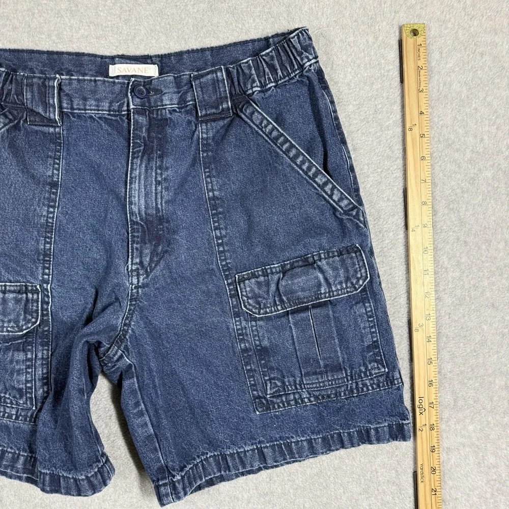 Savane Denim Safari Shorts Mens 34 Cargo 8in Stretch Elastic Waist Gorpcore